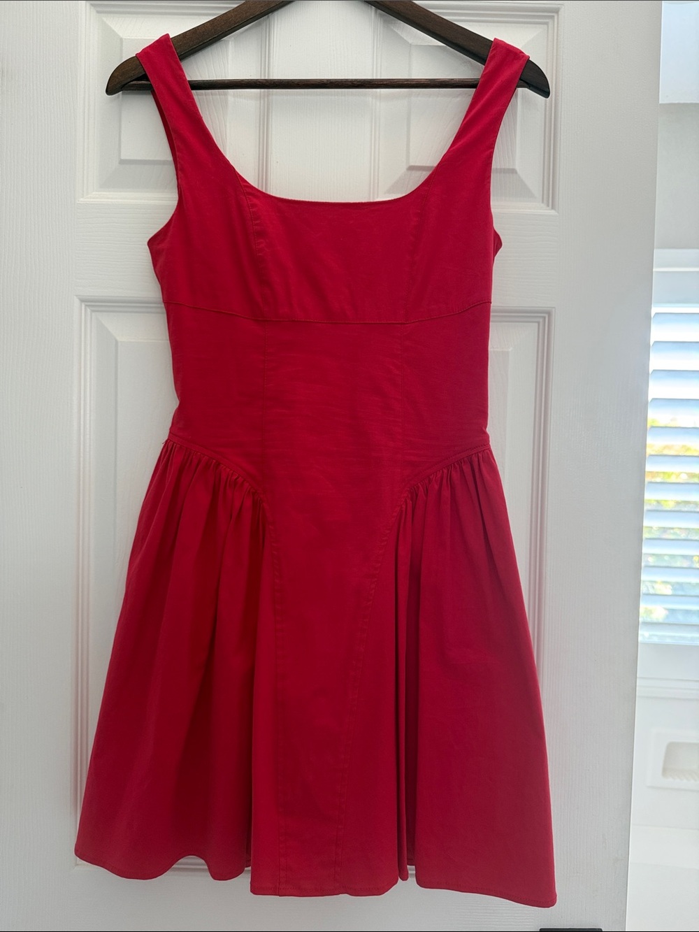 Cherry Red Square-Neck Mini Dress